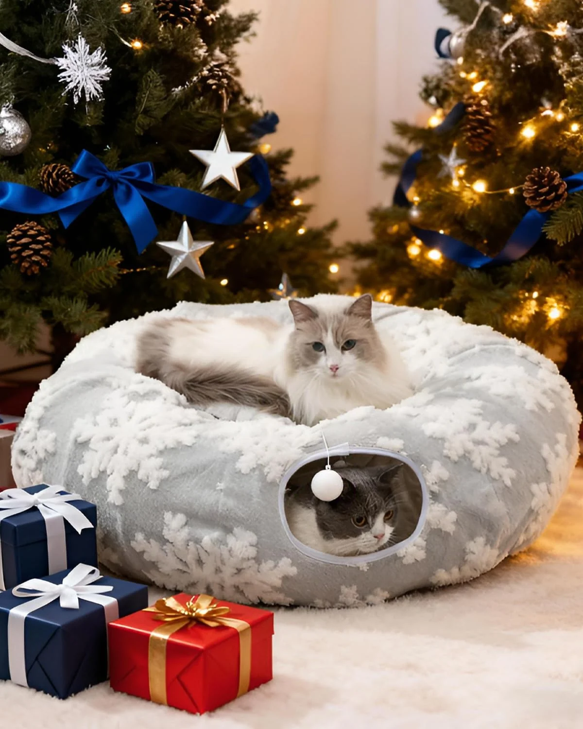 Expertly Made Grelife Cat Tunnel Bed — 2-in-1 Donut Tunnel with Warm Plush Verified