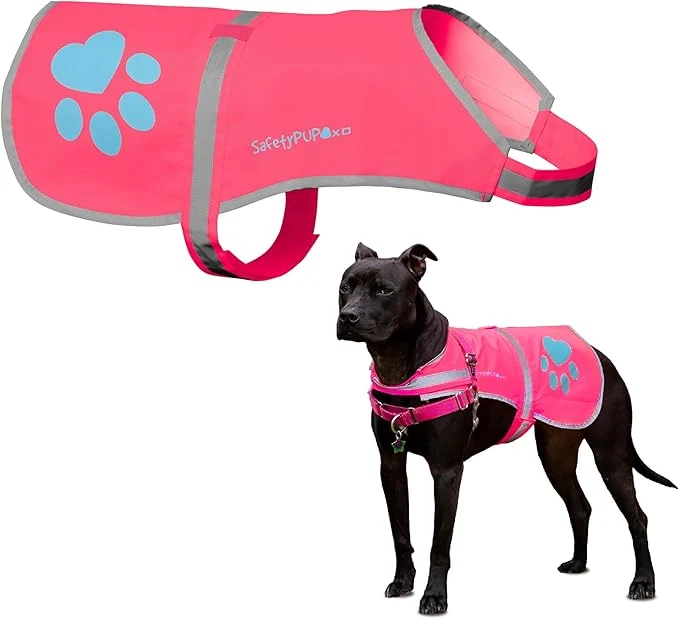 Modern SafetyPUP XD Dog Reflective Vest – Hi-Vis Fluorescent Visibility That Helps to Safeguard Your Pet On Off Leash in Urban Rural Areas Pink Medium About ThisOverview Functional
