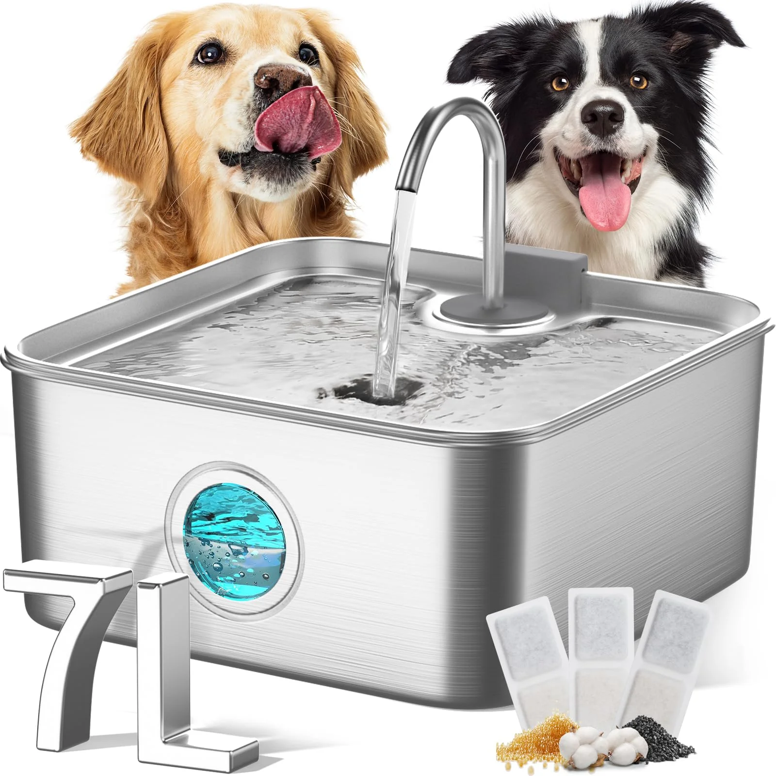 Original FUKUMARU Dog Water Fountain 7L – Nov 2025 Upgrade 4-Stage Filtration Ultra-Quiet 28.5dB Pump Original Design