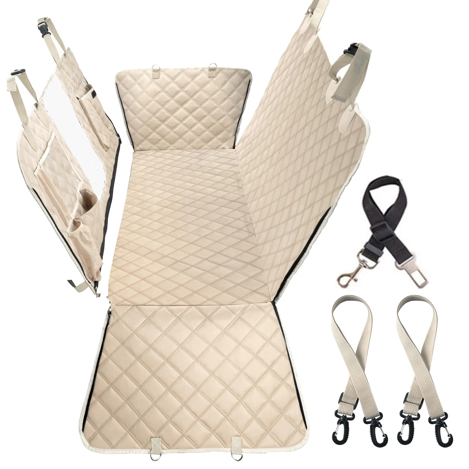 Detailed Bark Lover Dog Car Seat Cover – 5-in-1 Back Seat Hammock Waterproof Non-Slip Clean
