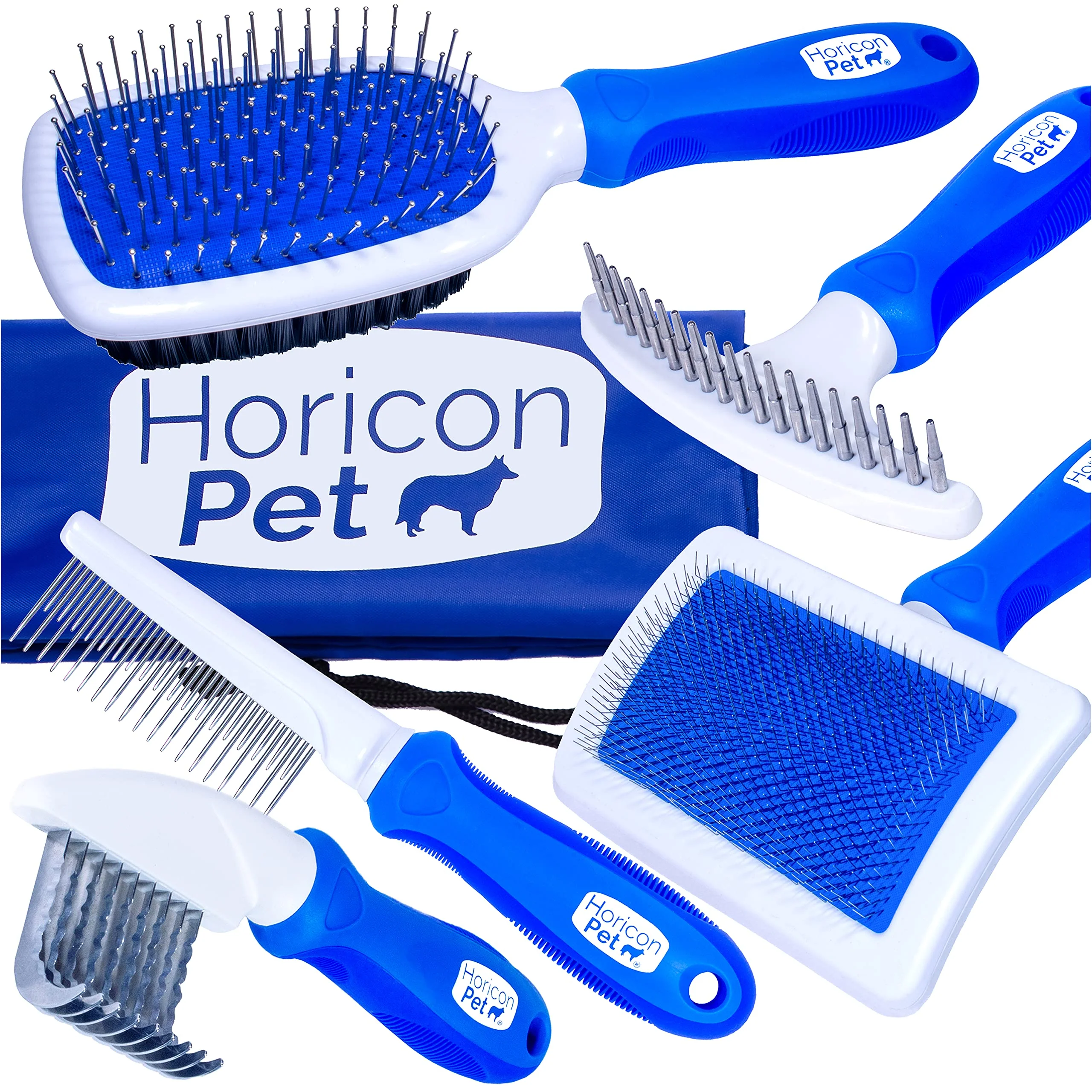 High-Performance Horicon Pet 6 In 1 Premium Dog Brush Set Ball Pin Bristle Brush Slicker Dematting Razor More Modern