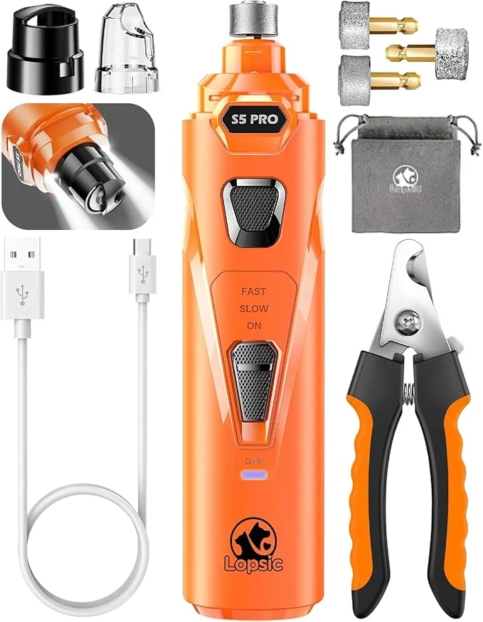 Advanced Dog Nail Grinder with 2 LED Lights Powerful 2 Speeds Super Quiet Dog Nail Trimmers with 3 Grinding Wheels Rechargeable Pet Dog Nail Clippers for Large Medium Puppy Dogs Dog Nail File Cat Nail ClipperAbout This Original Design