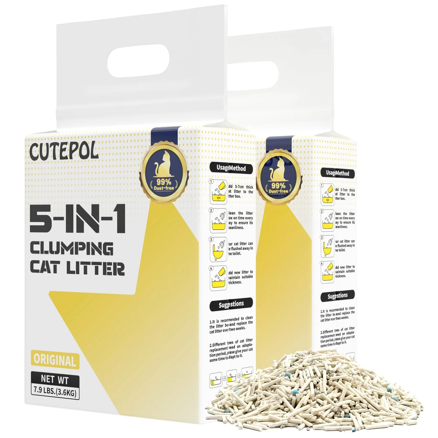 Detailed CUTEPOL Mixed 5-in-1 Clumping Cat Litter – Odor Control Fast Clumping Dust- 15.8 lb Advanced