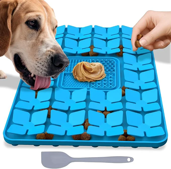 High-Grade Lick Snuffle Mat for Dogs Cats – Anxiety Relief Slow Feeder Blue 16.7 Detailed