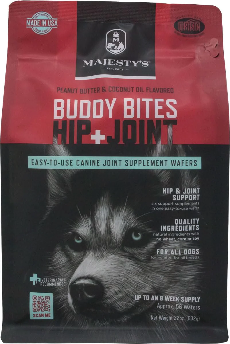 Fast Majesty’s Buddy Bites Hip Joint Wafers for Medium Large Dogs – Peanut Butter Coconut Oil NASC 56 Count Trendy