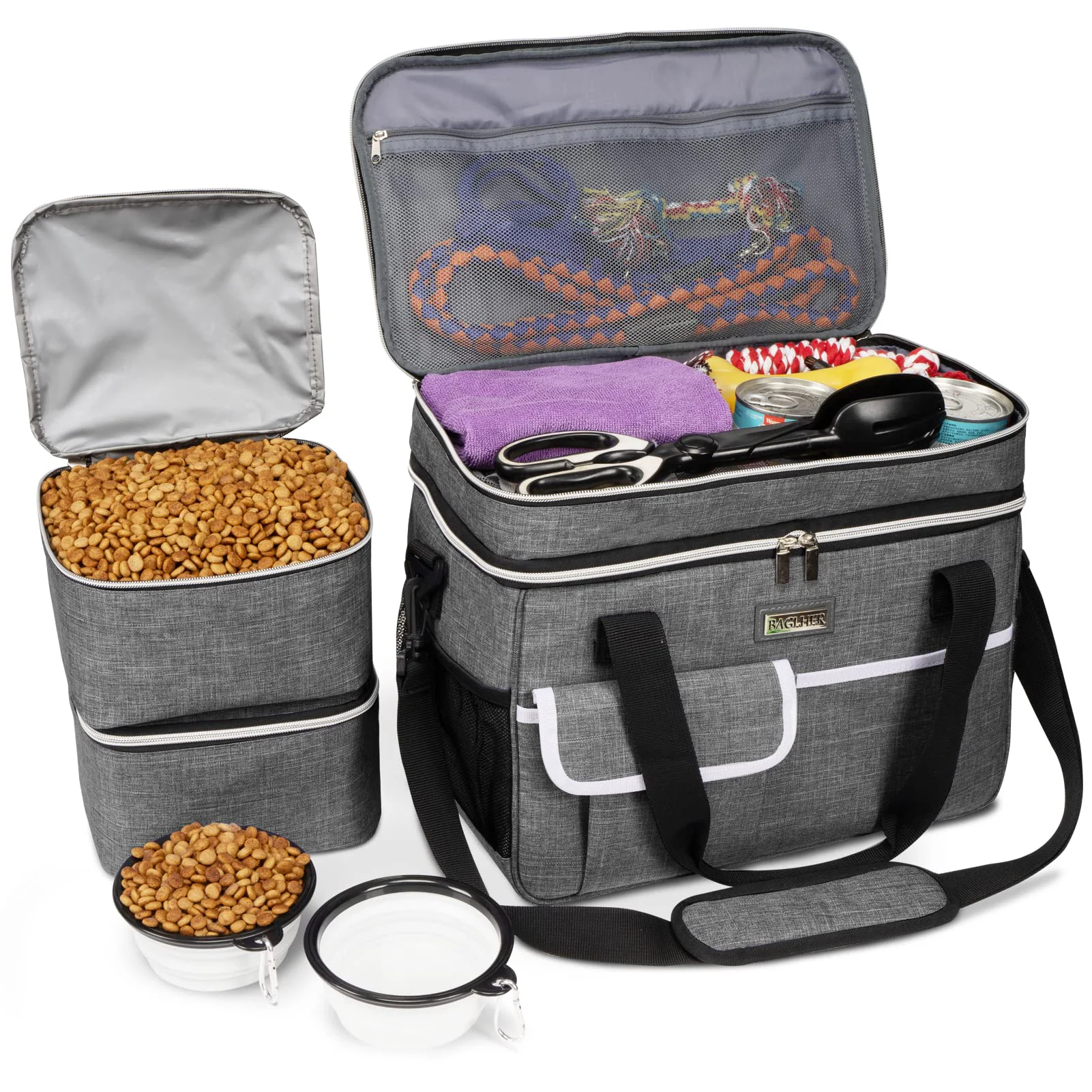Secure BAGLHER Dog Travel Bag for Supplies — Airline- Weekend Pet Organizer Grey Trusted