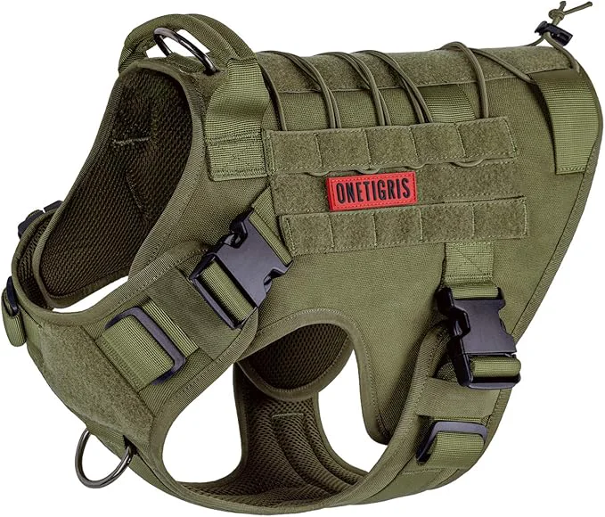 Enhanced OneTigris Tactical Dog Harness No-Pull Dog Vest with Leash Clips Dog Harness Adjustable for Hiking Training Outdoor Dogs Ranger Green Medium About ThisOverview Easy-to-Use