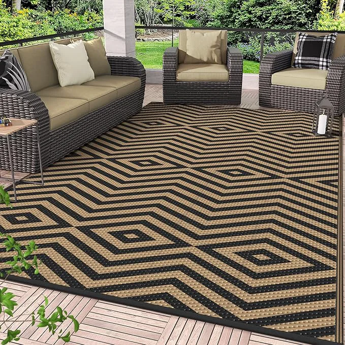 Powerful GENIMO Outdoor Rug for Patio Lightweight Waterproof Modern RV Smooth