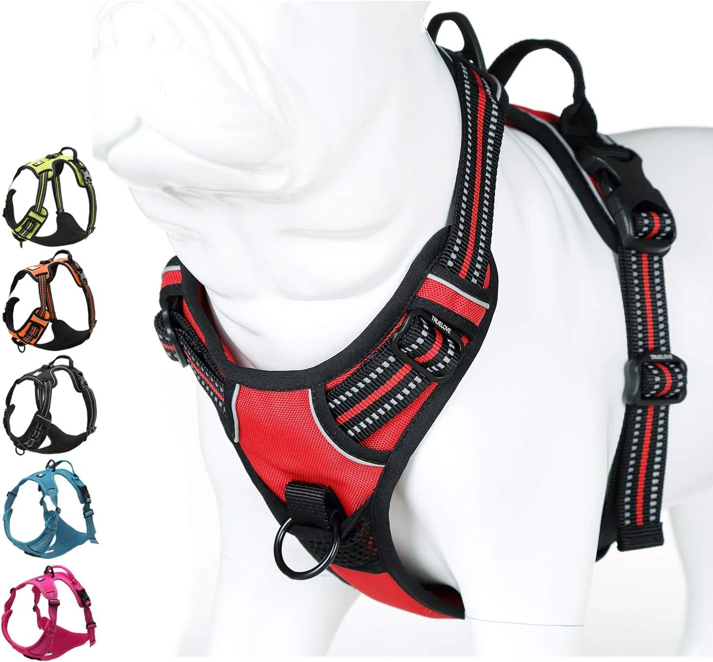 Premium Truelove No Pull Dog Harness with Easy Control Handle and 2 Leash Attachments Reflective Adjustable Pet Vest Elegant