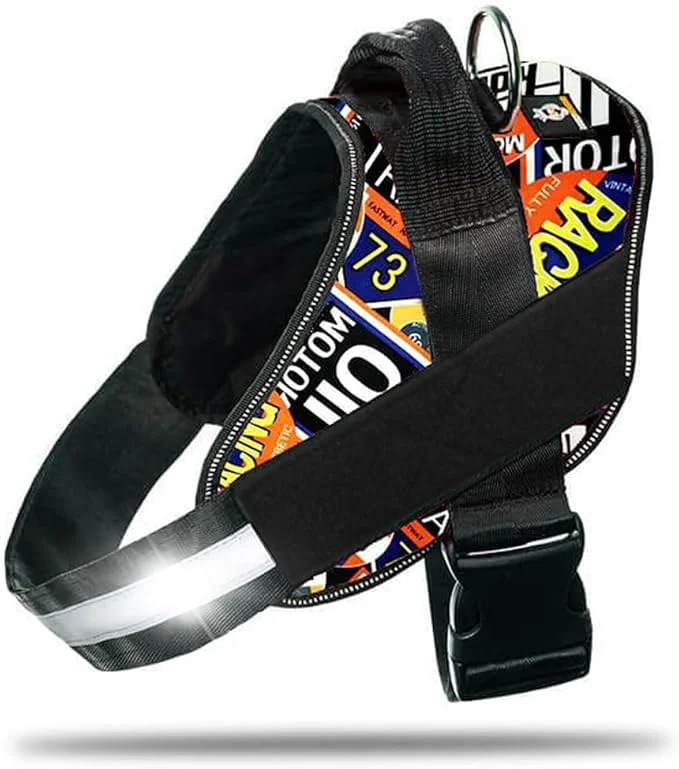 Elite Non Pull Dog Harness with Patch Panels and Handle Adjustable Reflective No Choke Heavy Duty Easy On Service Dog Vest Harnesses for Medium Large Small Sized Dogs – Motorsport XLAbout ThisOverview Versatile