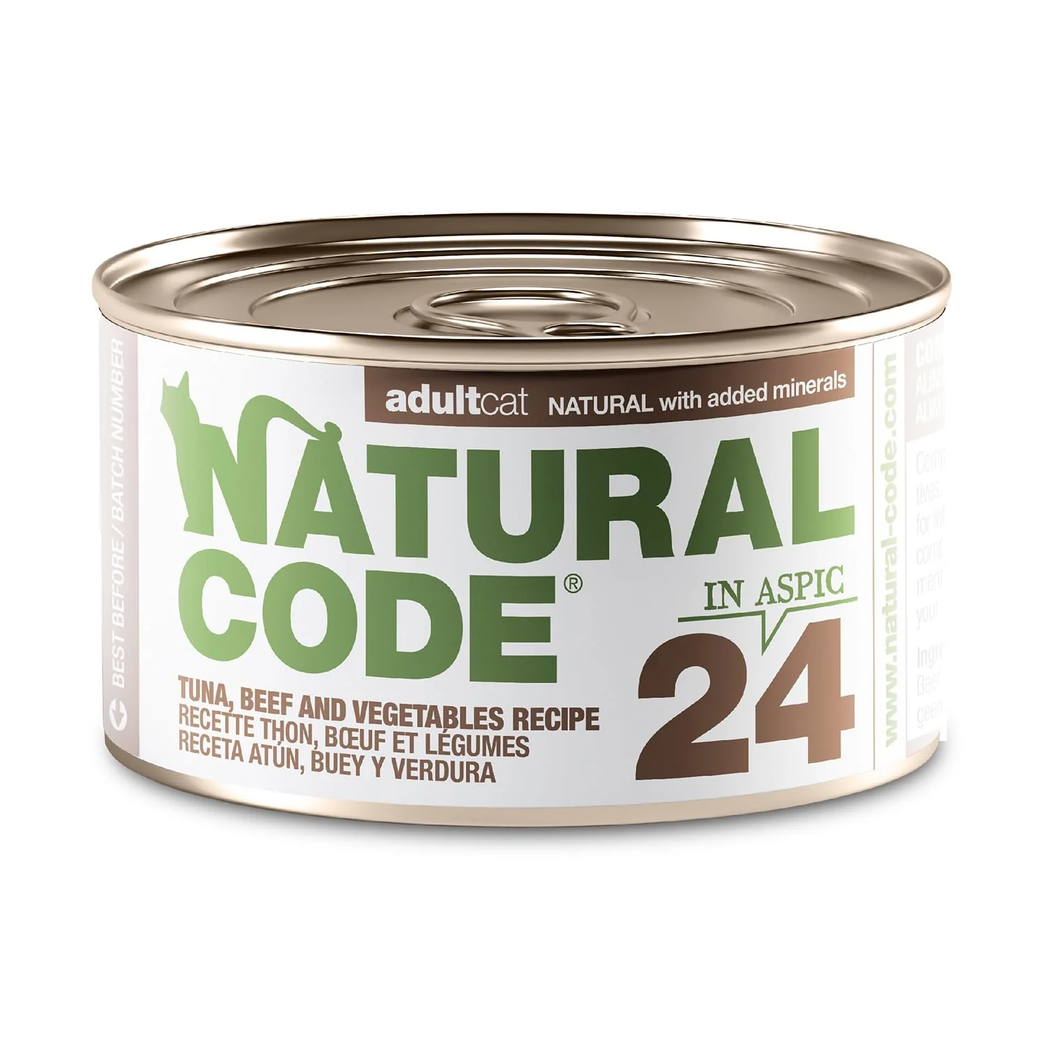 World-Class Natural Code Limited Ingredient Wet Cat Food Topper – Tuna Beef Vegetables in Aspic 24 Pack 3oz Cans Long-Lasting