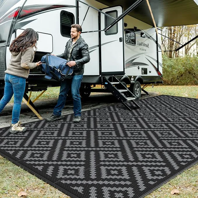 Specialty GENIMO Outdoor Rug for Patio Reversible Plastic Straw Rugs for RV Reliable