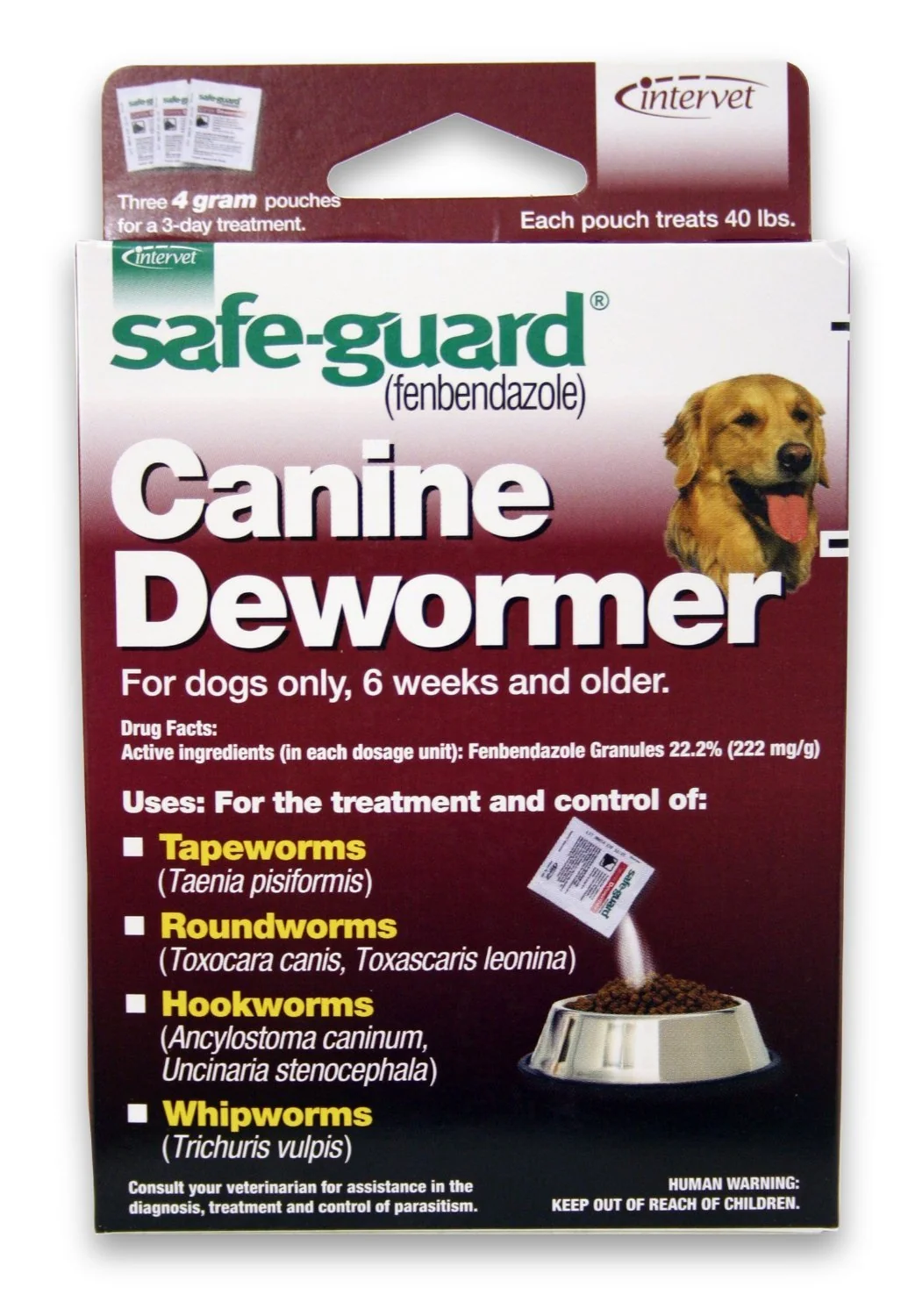 Effective SAFE-GUARD Guard Canine Dewormer for Large Dogs 4-Gram Pack of 2 Broad-Spectrum Dewormer High-Performance