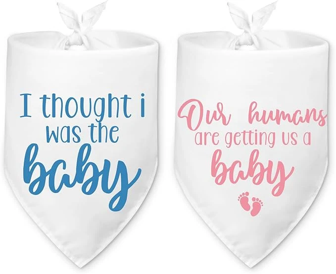 Expertly Made 2 Packs Baby Announcement Dog Bandana Our Humans are Getting Us a Baby Gender Powerful