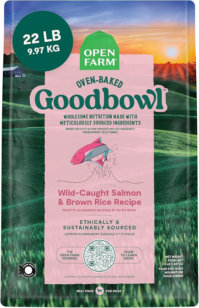 Casual Open Farm Goodbowl Oven-Baked Small Batch Dry Dog Food – Wild Caught Salmon Brown Rice Recipe Includes Non-GMO Produce Grains 22lb Bag 352oz Bag About This Premium Material