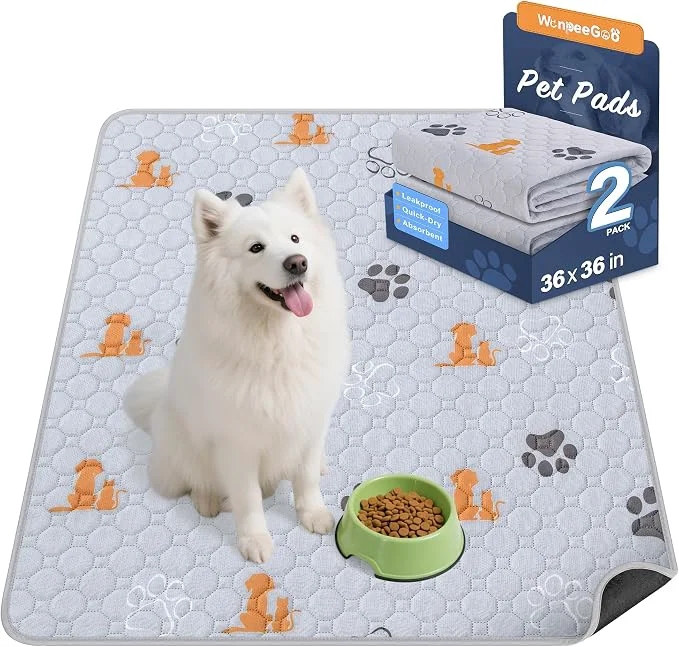 Proven Washable Pee Pads for Dogs 2 Pack Absorbent Reusable Training Dog Pads Pet Breathable
