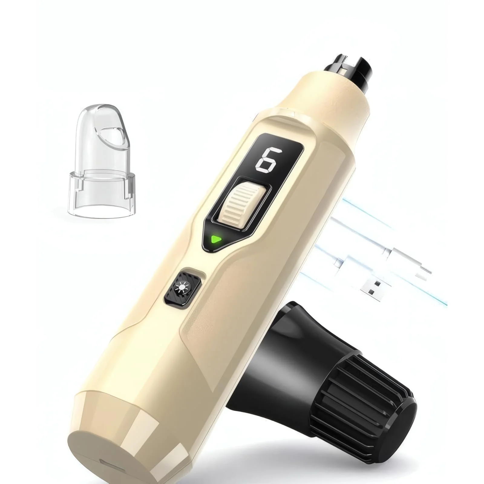 Solid Huiteng XR Dog Nail Grinder with Dust Collector — 7-Speed LED Light One-Hand Control Rechargeable Original