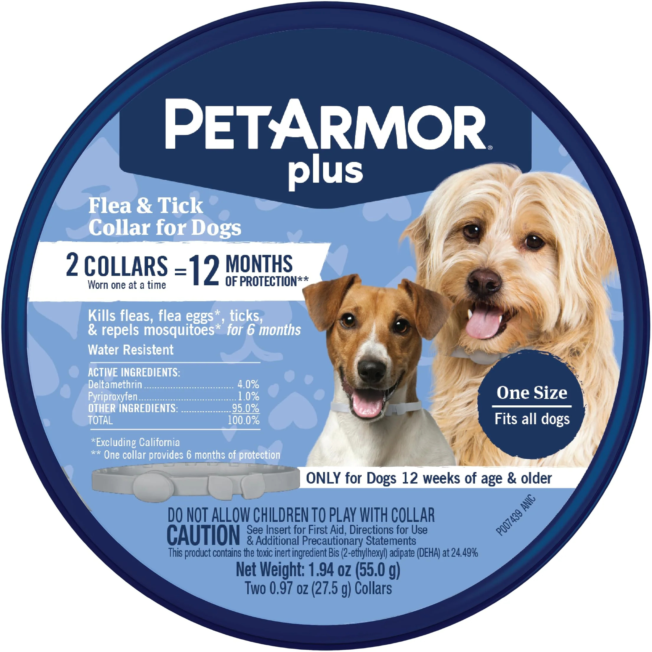 Expertly Made PetArmor Plus Flea Tick Collar for Dogs – 2-Pack Water-Resistant One Size Fits All 6 Months Protection per Collar Reliable
