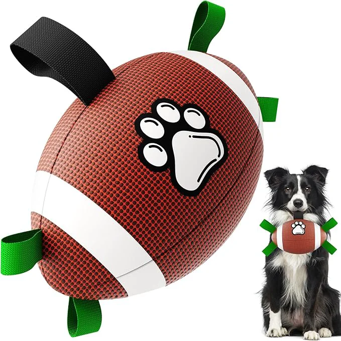 Breathable QDAN Dog Toys Football Interactive Dog Toys for Tug of War Superbowl Football Party Decorations Favor Dog Water Toy Durable Dog Balls for Small Medium Dogs 8 inch About This Responsible