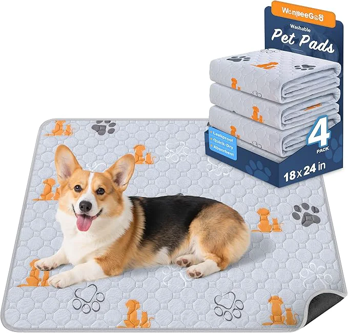 Prestigious Washable Pee Pads for Dogs 4 Pack Absorbent Reusable Training Dog Pads Pet Professional