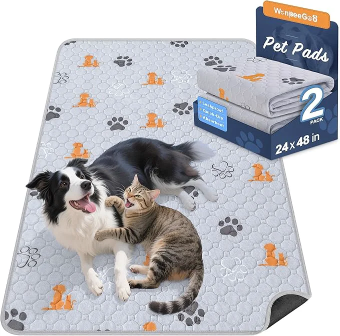World-Class Washable Pee Pads for Dogs 2 Pack Absorbent Reusable Training Dog Pads Pet Sophisticated