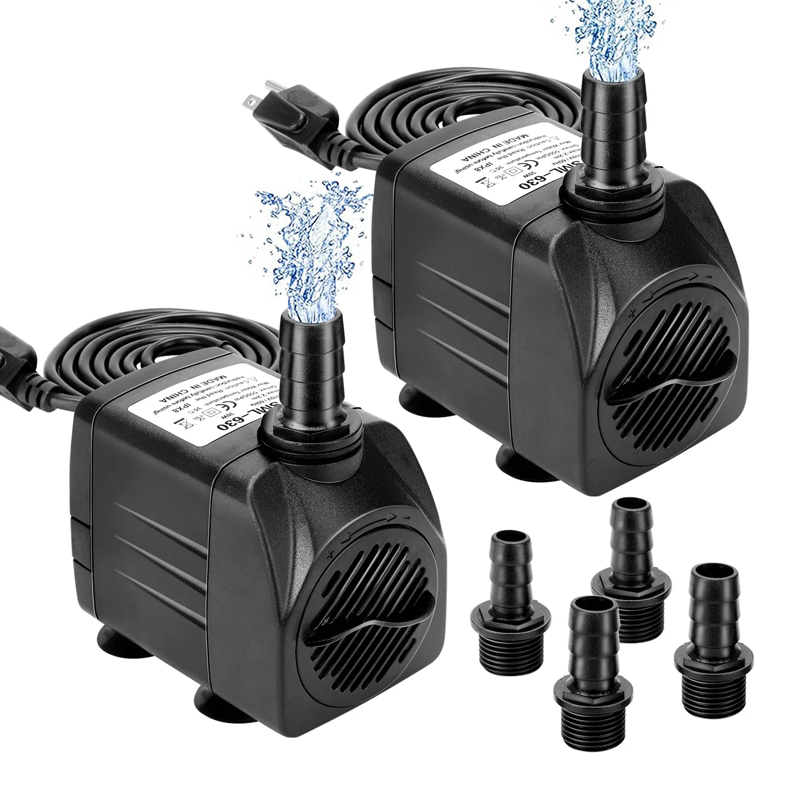 Top-Quality GROWNEER 2 Pack 550GPH Submersible Pump — 30W Ultra Quiet 7.2ft Lift 3 Nozzles for Aquarium Pond Hydroponics First-Class