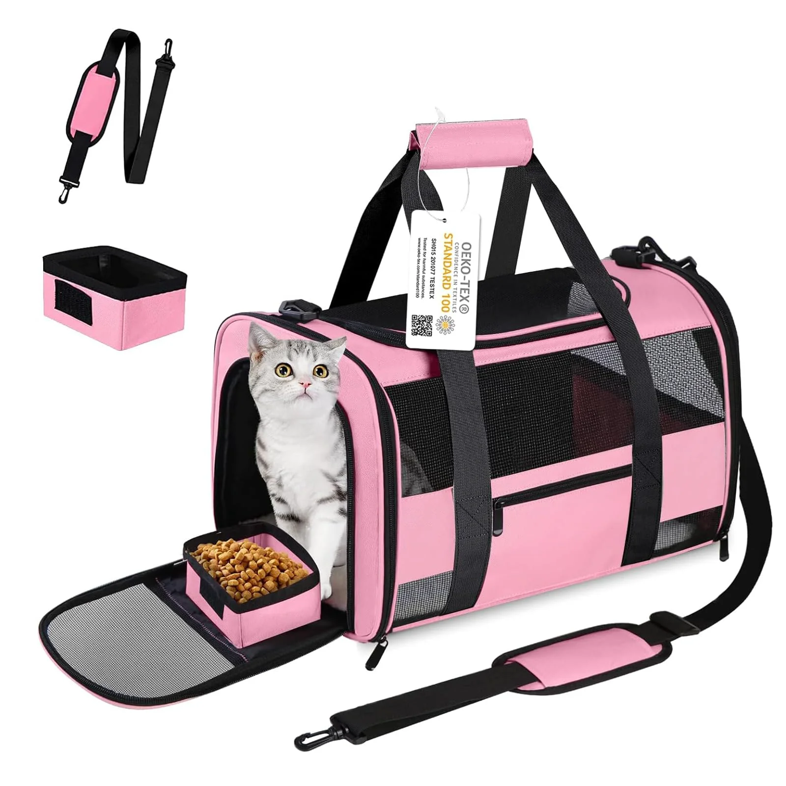 Traditional CUSSIOU 20-inch Large Cat Carrier Soft-Sided Pet Carrier for Cats Dogs 25 lb Pink Minimalist