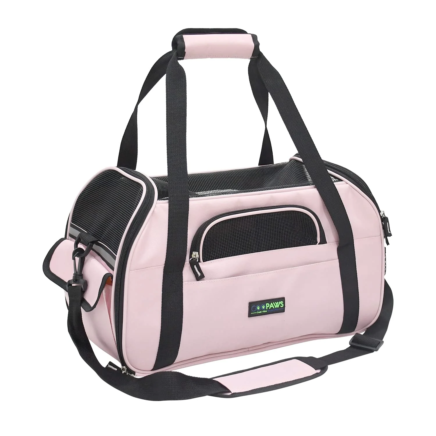 Pure JESPET Soft-Sided Pet Carrier – Airline- Collapsible Carrier for Small Dogs Cats Pink2 Secure