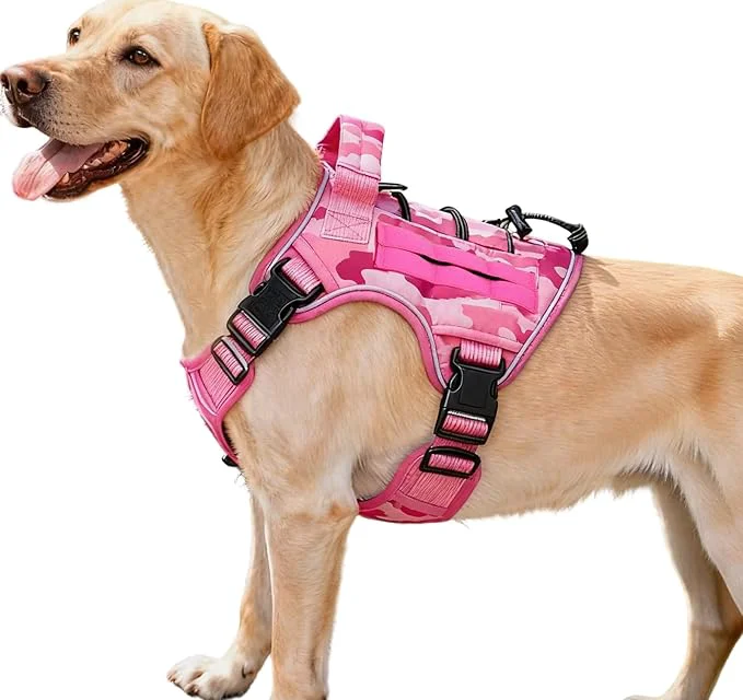 Breathable Heavy-Duty Tactical Dog Harness for Large Dogs No Pull Adjustable Reflective Pet Vest with Molle System K9 Military-Grade Control for Service Training Outdoor 10 Breeds Pink Camo MediumAbout ThisOverview Artisan