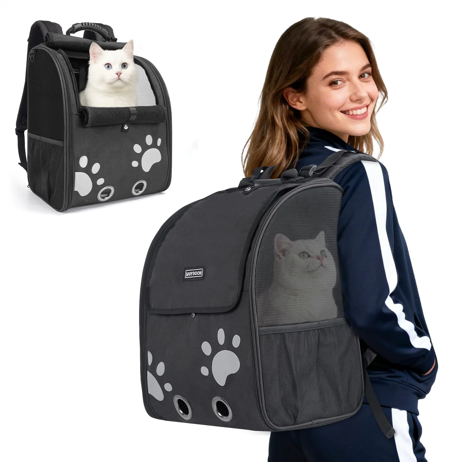 Recyclable Moysoon Cat Backpack Carrier — Ventilated Foldable Reflective Strips Up to 15lbs Refined