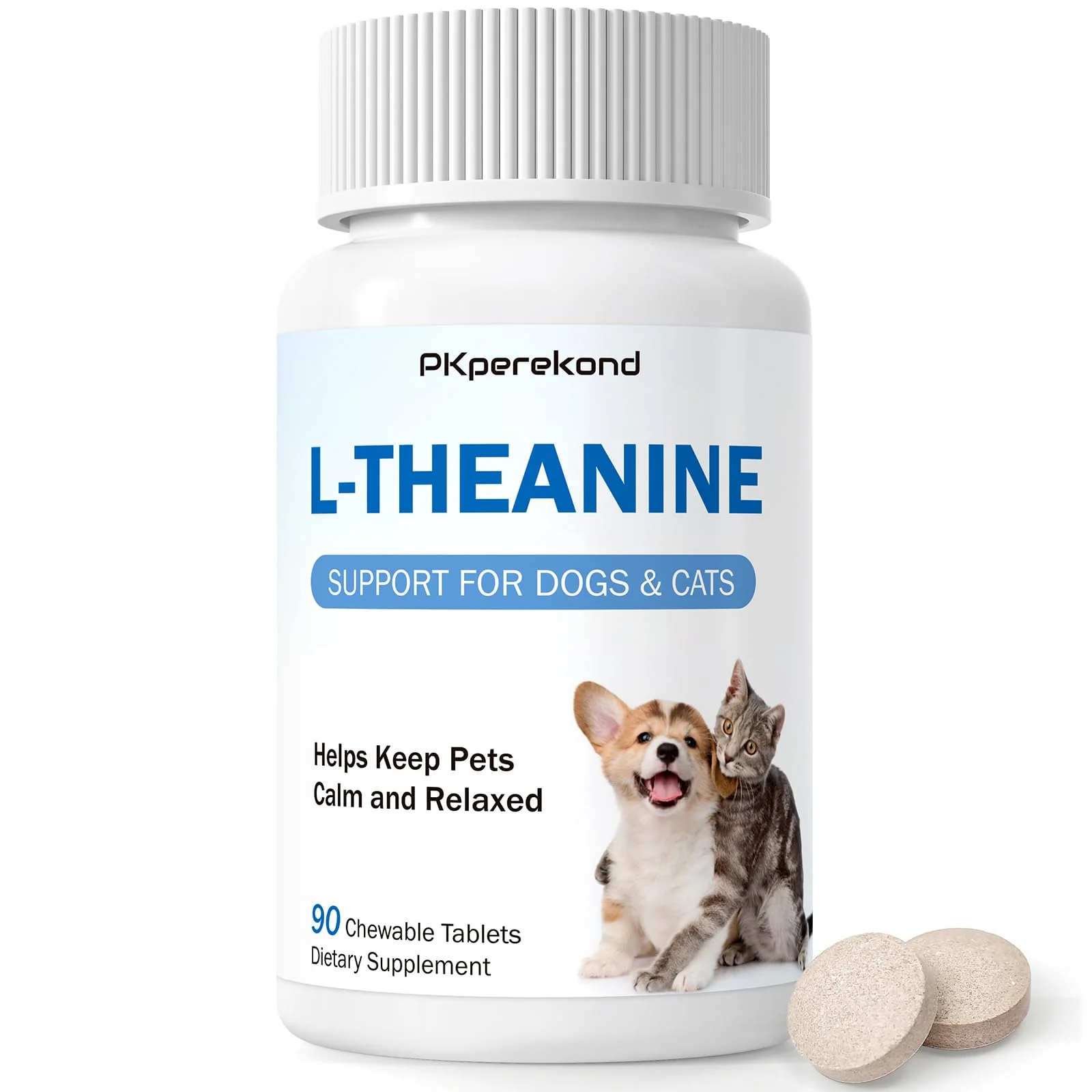 Safe PKperekond L-Theanine for Dogs Cats – 50mg Chewable Tablets 90 Count Eco-Friendly