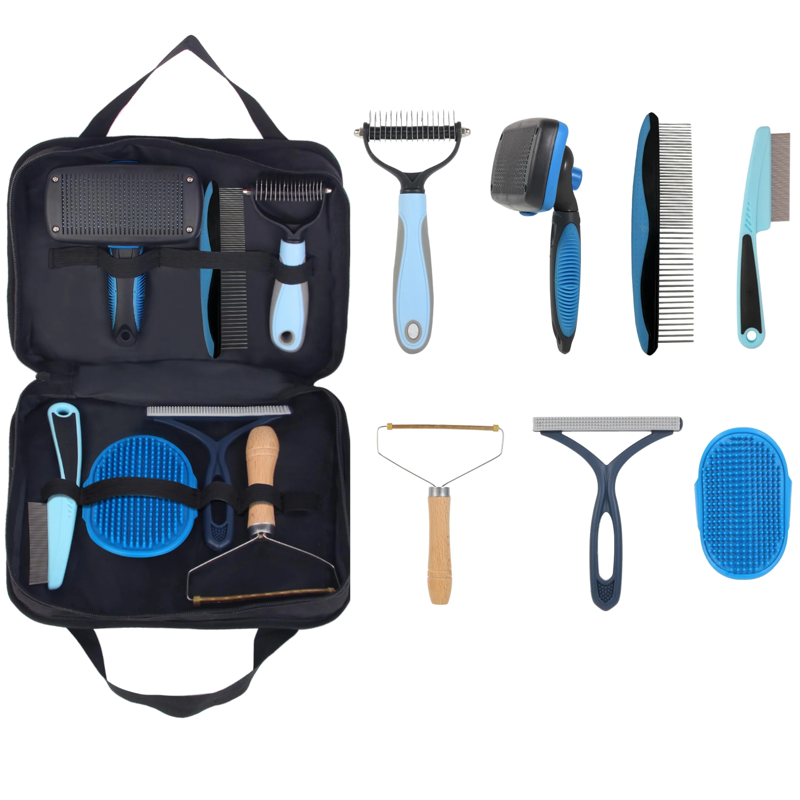 Functional LYONGSMENT 7-in-1 Pet Deshedding Tool – Dog Grooming Brush Set Flea Comb Original Design