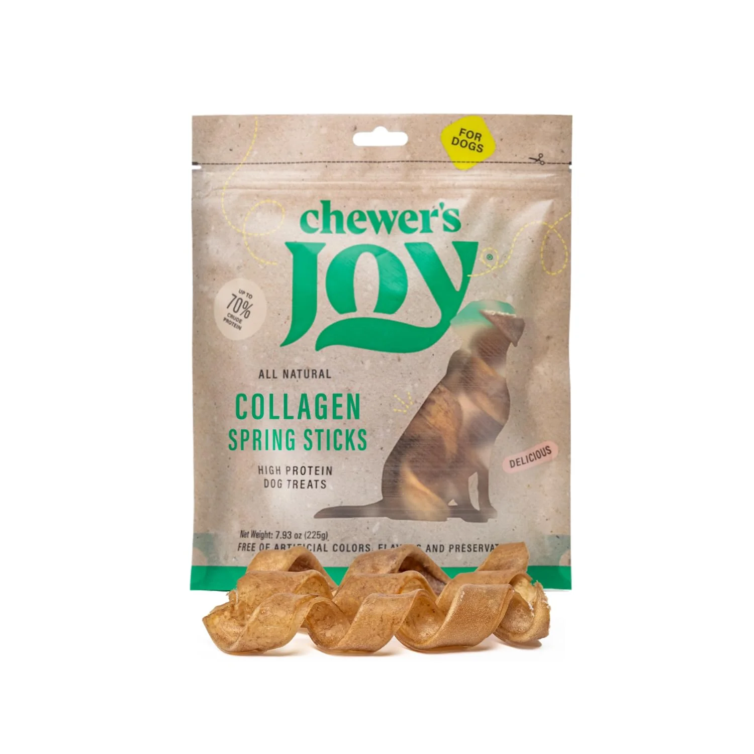 Fast Chewer’s Joy Collagen Spring Sticks – 15 Count Single-Ingredient Long-Lasting Dog Chews Specialty