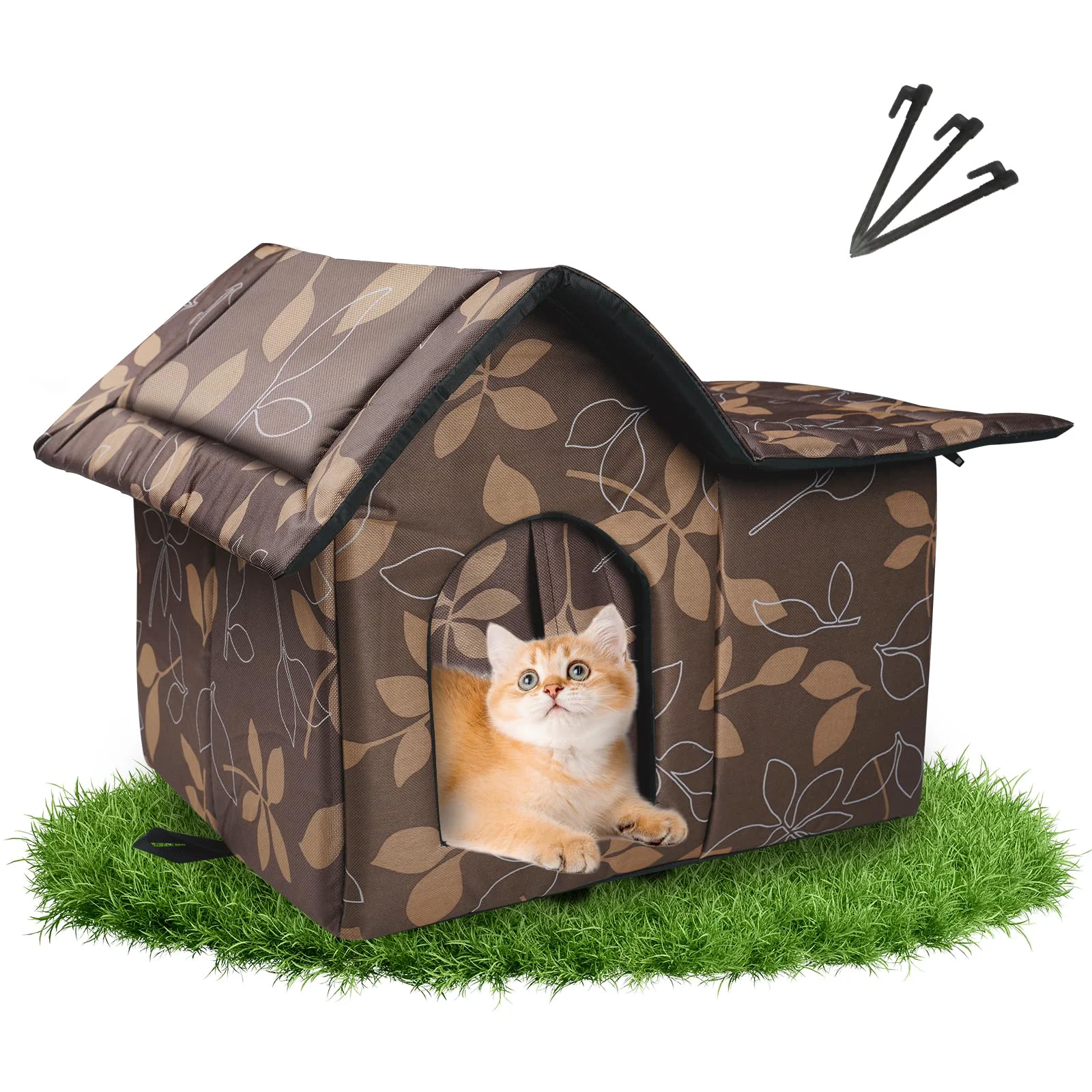 Fine RYUNVOVO Outdoor Cat House – Weatherproof Collapsible Shelter for Cats 21x15x17.7 in Casual