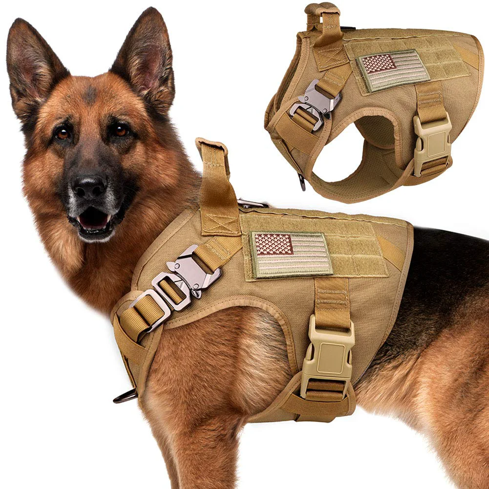 Safe Stpiatue Tactical Dog Harness Vest – Escape-Proof K9 Harness for Medium Large Dogs Army Yellow Artisan