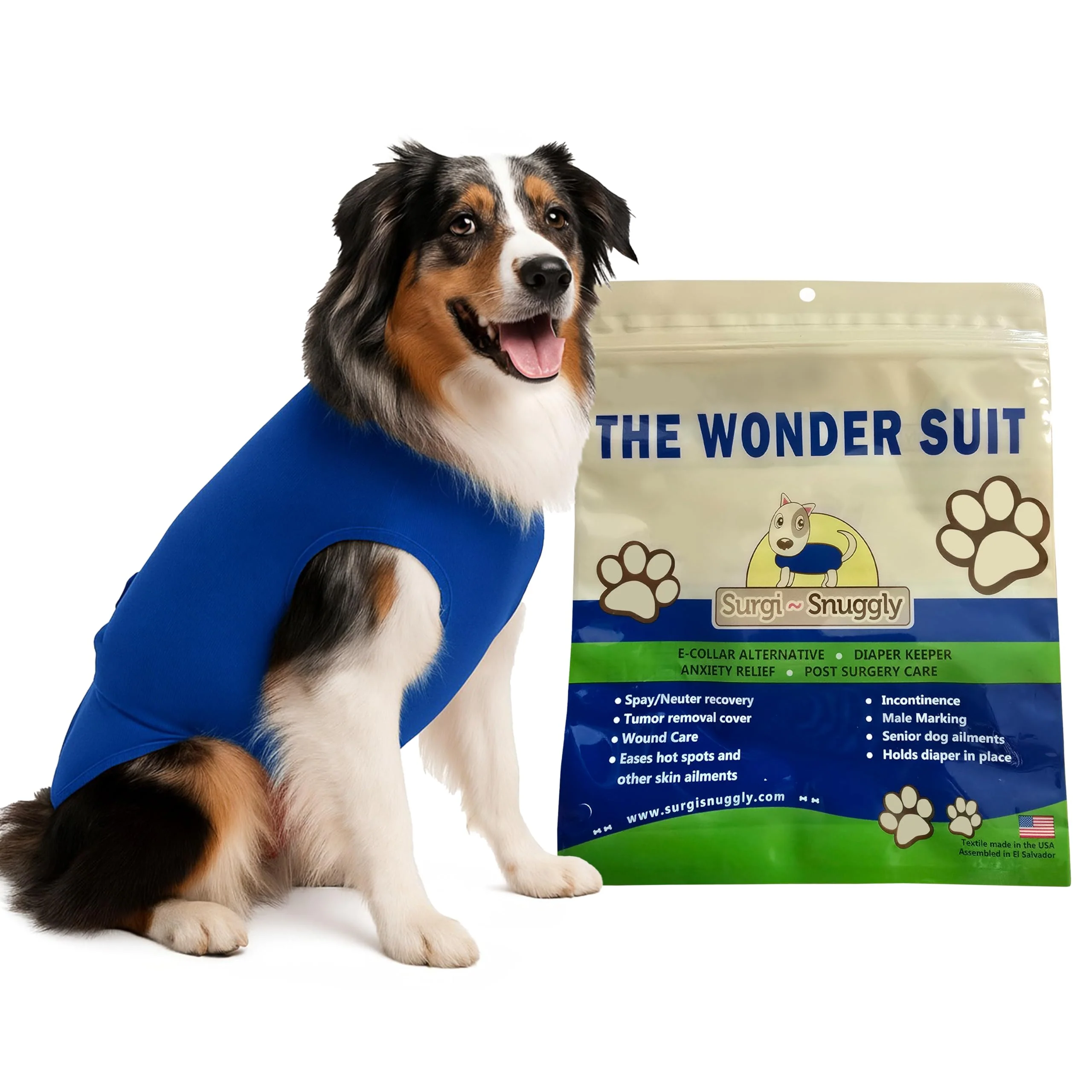 Organic Surgi Snuggly XS Blue Disposable Dog Diapers – Superior Wrap-Around Fit for Male Female Dogs Modern