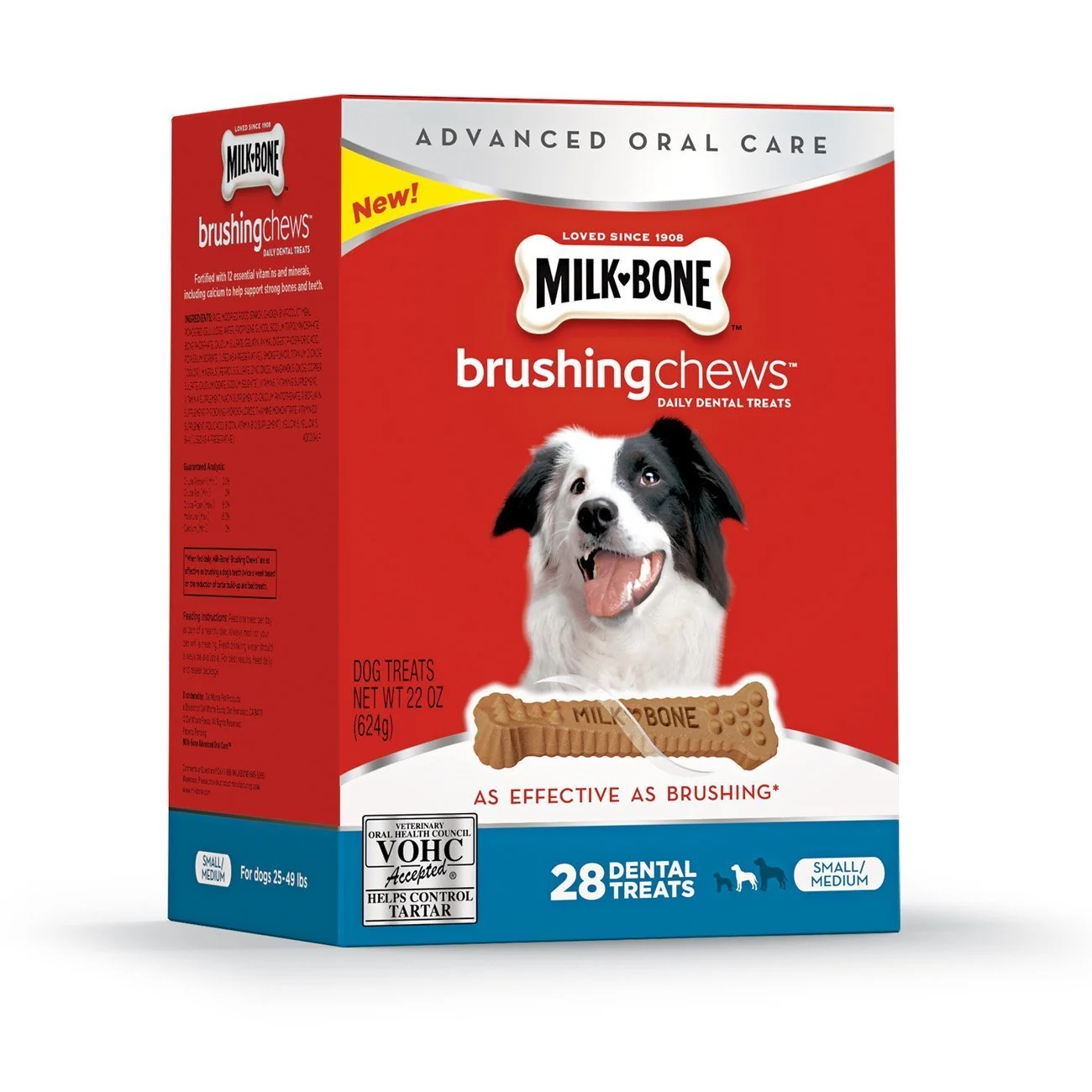 Optimized Milk-Bone Brushing Chews Daily Dental Treats – Small Medium Value Pack 22 oz 28 Bones Lightweight