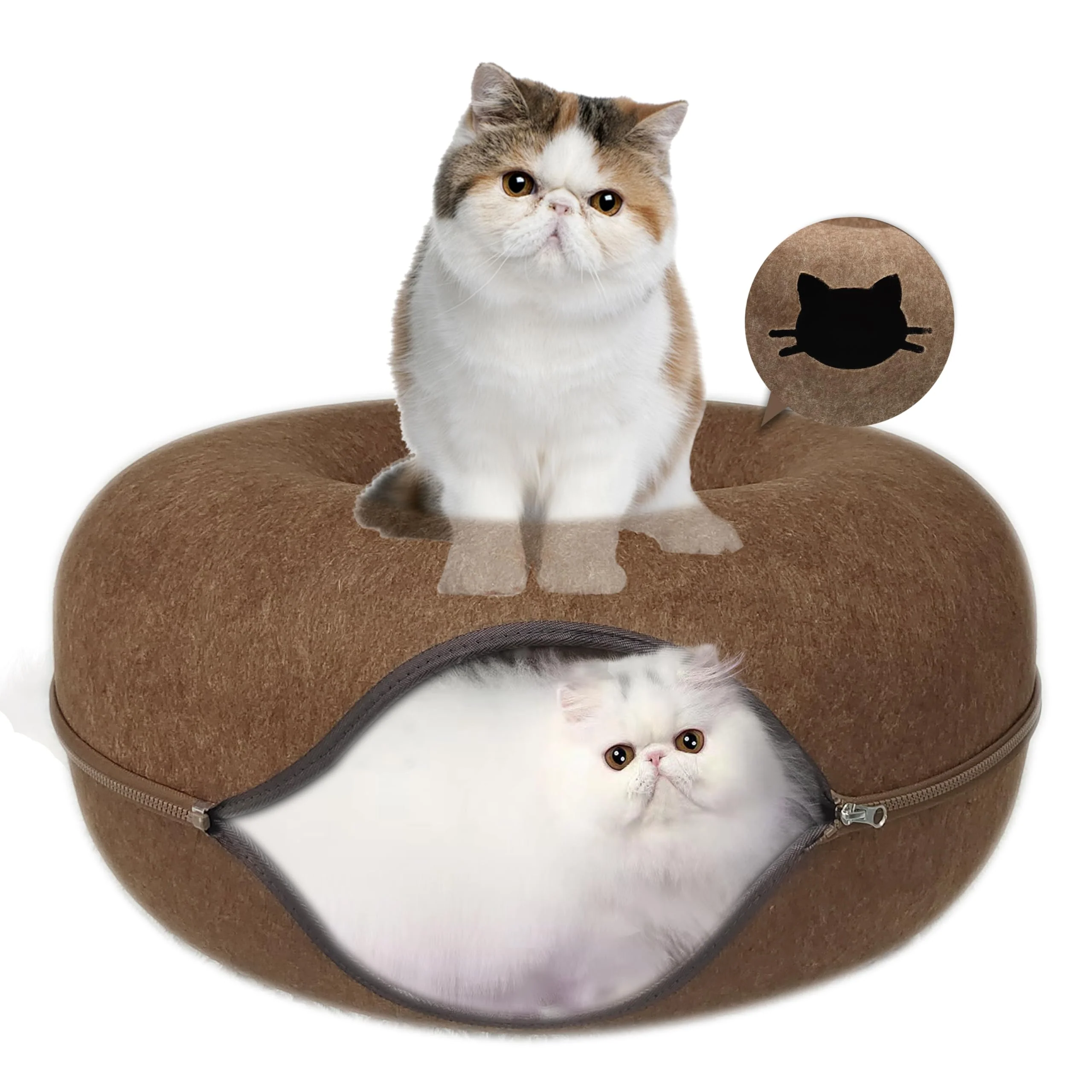 High-Performance Donut Cat Tunnel Bed by Mrocioa – Large Cat Cave Detachable Scratch-Resistant 20-Inch Diameter Contemporary