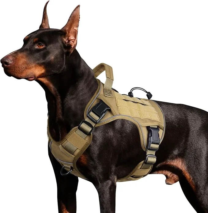 Top-Quality WINGOIN Tactical Dog Harness for Large Dogs Heavy Duty No Pull Dog Harness with Handle Adjustable Reflective Military K9 German Shepherd Big Size Dog Vest for Walking Training Hunting Khaki L About ThisOverview Innovative