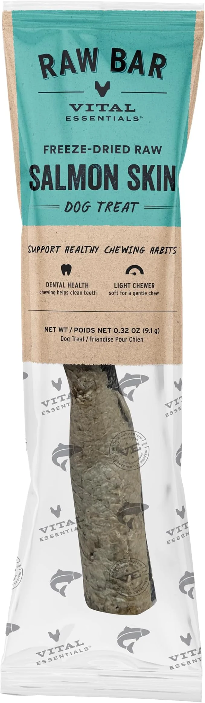 Minimalist Vital Essentials ze-Dried Raw Salmon Skin Dog Treat Natural Chew 1-Pack Single Ingredient Dog Treat for Light Chewers Made in USAAbout This Fine