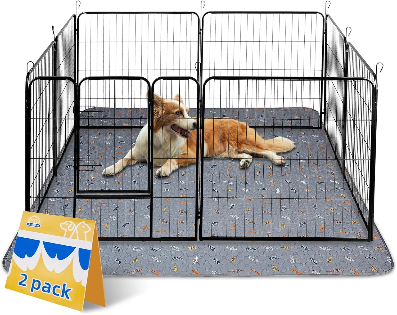 High-Grade Sunheir Washable Pee Pads for Dogs Extra Large 48 x 60 2-Pack Reusable Puppy Pads Pet Training Pads for Dog Playpen Indoor Waterproof Dog Pee Pads for Puppy Playpen Whelping Pad – Light Grey Enhanced