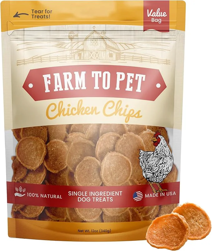 Easy-to-Use Farm To Pet – Dog Training Treats – Chicken Chips Single Ingredient – 12 oz Lean All Natural Healthy Dog Treats for Small Medium Large Breeds Puppies Made in USAAbout This Consistent