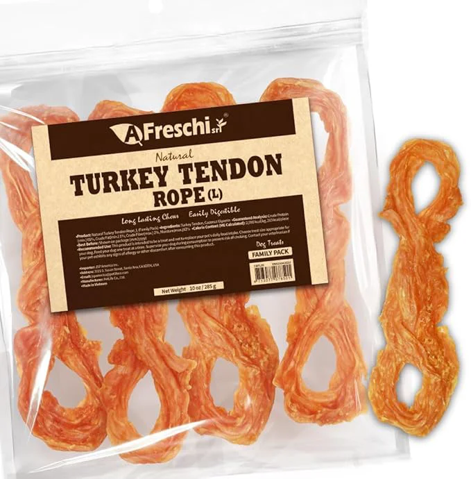 Effective AFreschi Turkey Tendons for Dogs USA-Sourced Healthy Dog Treats Rawhide- Puppy Chews Long Lasting All Natural Hypoallergenic Dog Treats for Large Breeds 10 oz Pack Rope L About This Functional