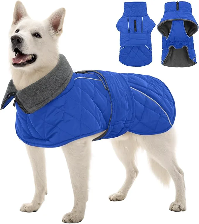 Fine Crafted Kuoser Dog Coat Super-Warm Dog Jacket Windproof Pet Cold Weather Coats for Extra Large Dogs Fleece Lining Quilted Turtleneck Puppy Snowsuit Reflective Adjustable Doggie Winter Clothes Blue 2XLAbout ThisOverview Comfortable