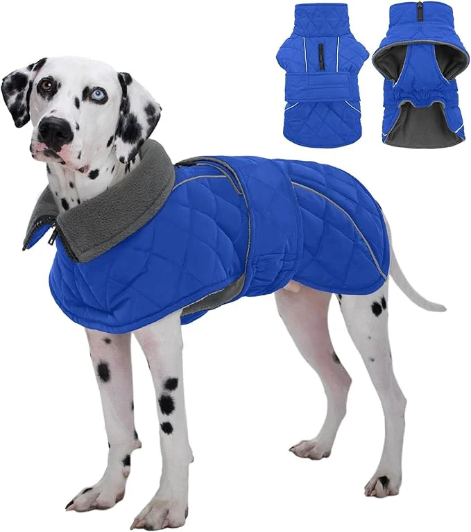 Responsible Kuoser Dog Coat Super-Warm Dog Jacket Windproof Pet Cold Weather Coats for Extra Large Dogs Fleece Lining Quilted Turtleneck Puppy Snowsuit Reflective Adjustable Doggie Winter Clothes Blue 3XLAbout ThisOverview Traditional