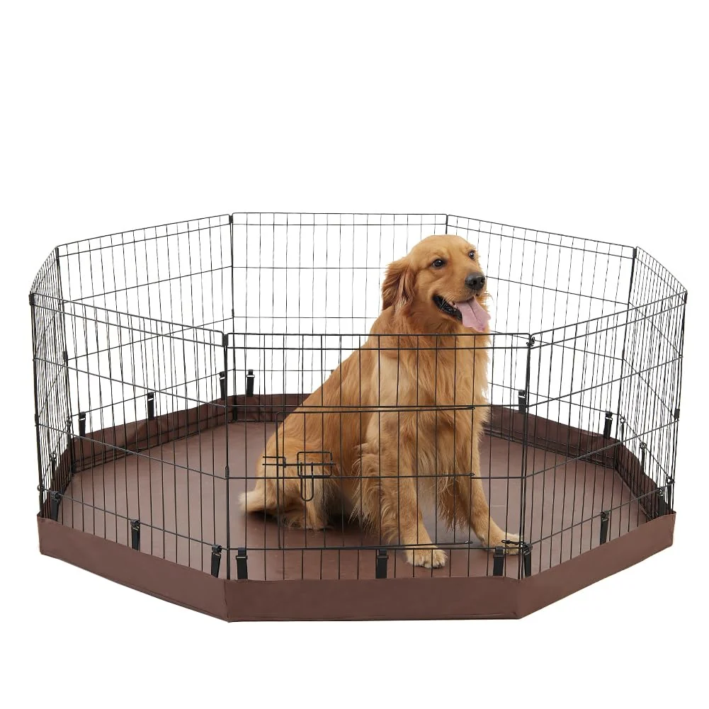 Fine Crafted PJYuCien Dog Playpen Bottom Pad – 24 Octagon 600D Oxford Easy Buckle Installation Brown Reliable