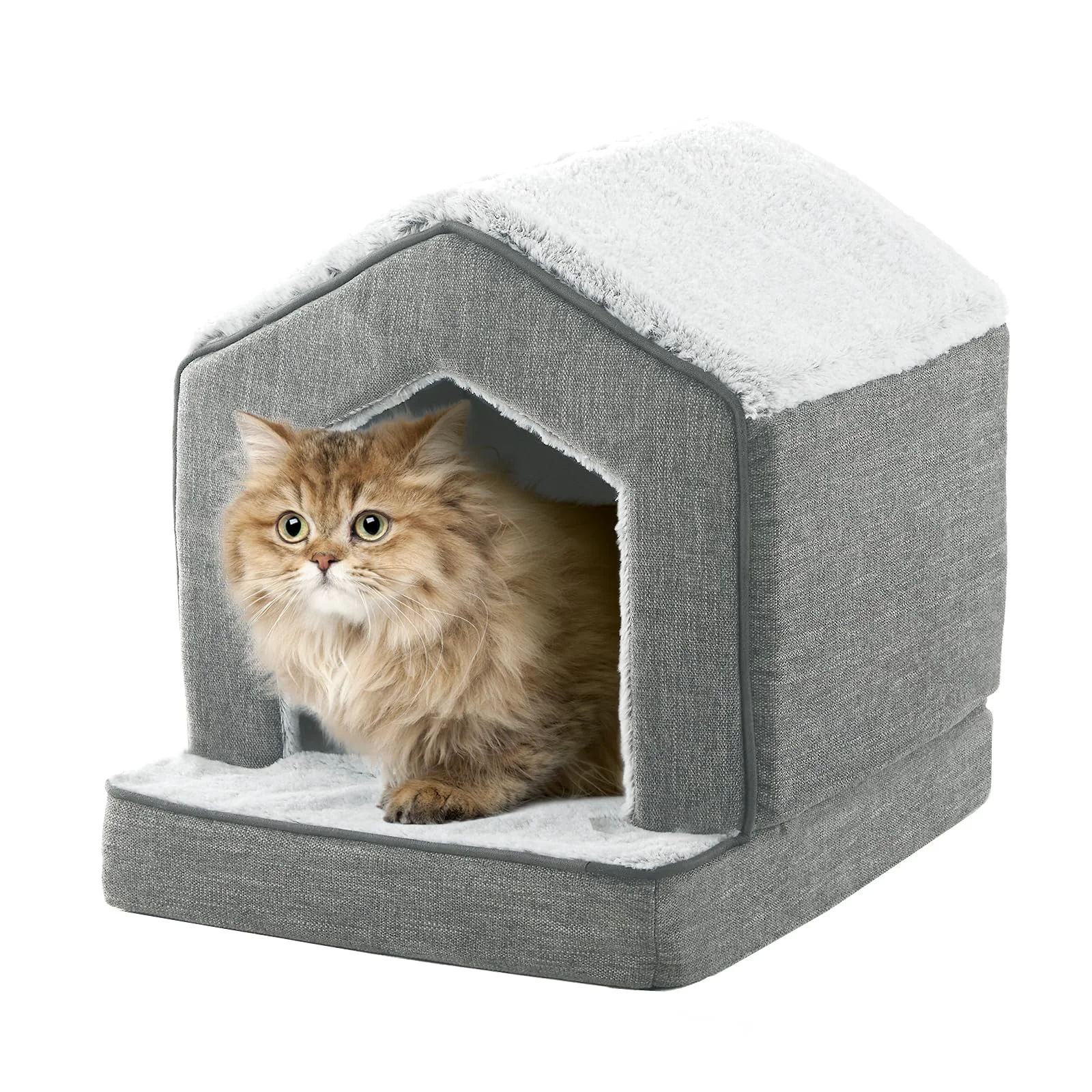 Consistent DEBANG HOME Orthopedic Cat House – Soft Cat Bed Cave for Indoor Cats Gray 18 x 15 x 17 in Authentic