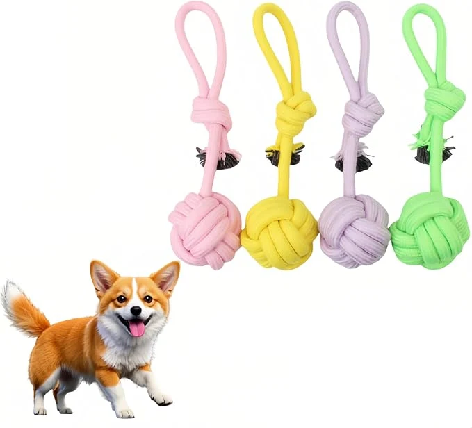 Convenient CandyColor Dog Cat Chew Rope Toy – 30cm Non-Toxic Dental Teething Toy Lightweight