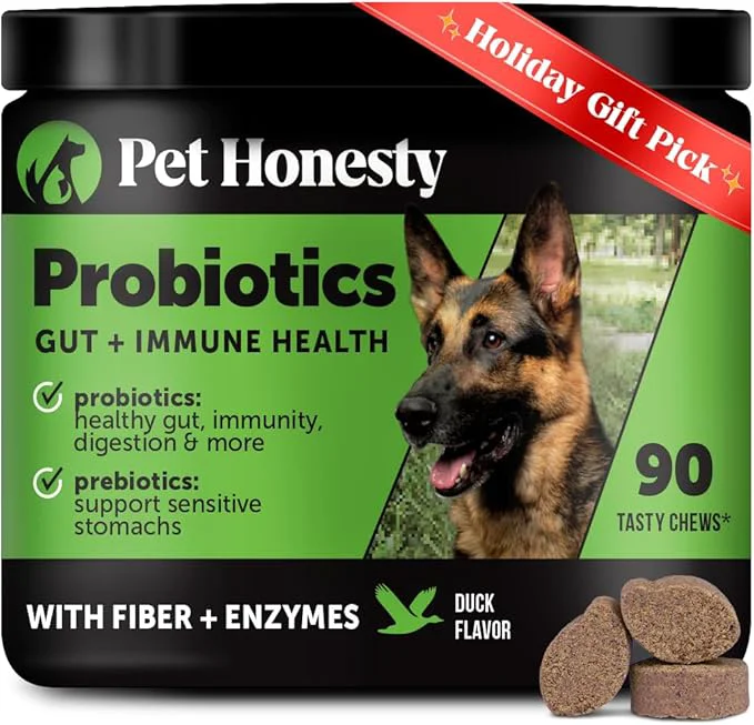Soft Pet Honesty Probiotics for Dogs – Digestive Enzymes Promotes Gut Health Dog Probiotics for Bowel Support Fiber for Regularity Prebiotics for Immune Health Gut Flora Duck 90 ct About This Fast