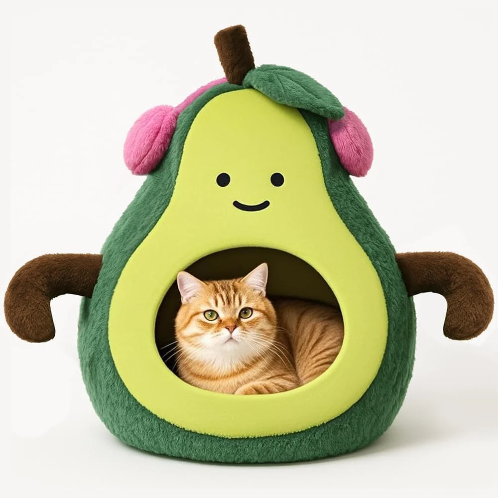 Superior MOYMO Avocado Cat Bed Cave – Soft Washable 19-Inch Bed for Cats Small Dogs Clean